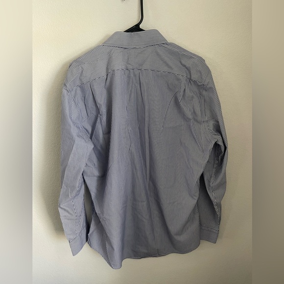 Men's Blue White Striped Button Down Dress Shirt Nordstrom Neck 16.5 - Picture 8 of 9